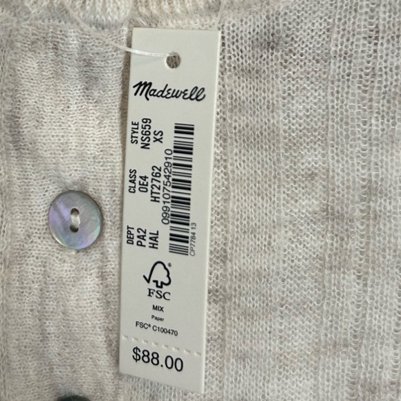 Madewell Ribbed Long Sleeve Henley in Cream - Picture 2 of 4